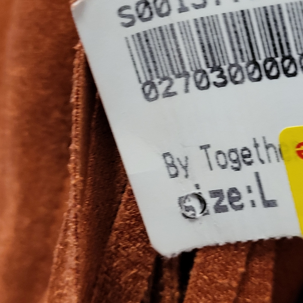 NWT By Together Suede-Look Rust Fringe Jacket - Picture 4 of 7